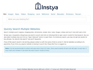 Screenshot sito: Instya Finder