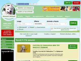 Screenshot sito: Annuncianimali.it