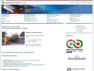 Screenshot sito: Ambasciata italiana in Ecuador