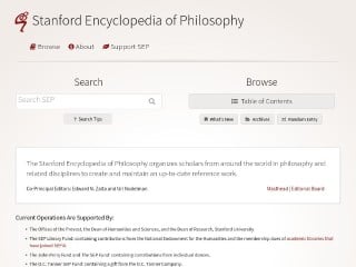 Screenshot sito: Stanford Encyclopedia of Philosophy