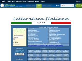 Screenshot sito: Letteratura italiana