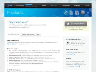 Screenshot sito: SpywareGuard