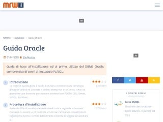 Screenshot sito: Guida a Oracle e PL/SQL