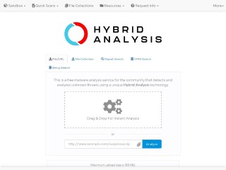Screenshot sito: Hybrid Analysis