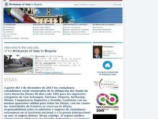 Screenshot sito: Ambasciata italiana in Colombia