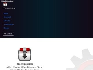 Screenshot sito: TransmissionBT