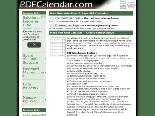 Screenshot sito: PDFcalendar.com
