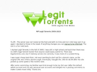 Screenshot sito: Legittorrents.info