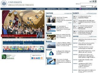 Screenshot sito: Università degli studi di Trieste