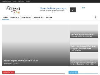 Screenshot sito: PaginaTre