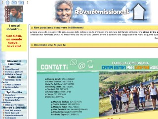 Screenshot sito: Giovani e Missione