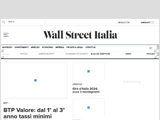 Screenshot sito: Wall Street Italia