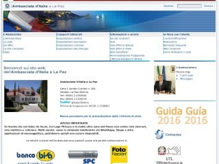 Screenshot sito: Ambasciata italiana in Bolivia