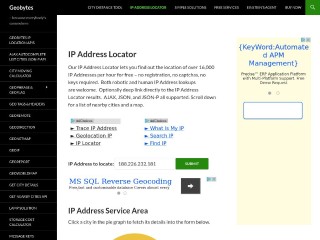 Screenshot sito: IP Locator