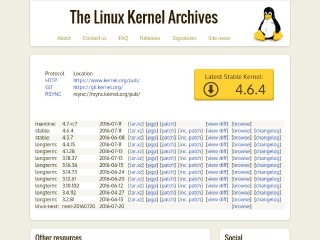 Screenshot sito: The Linux Kernel