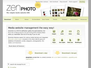 Screenshot sito: Zenphoto.org
