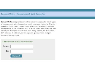 Screenshot sito: Convertunits
