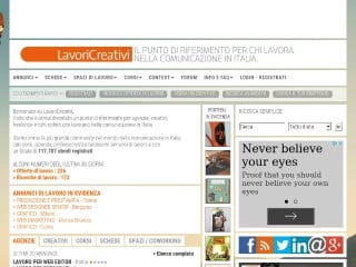 Screenshot sito: Lavoricreativi.com