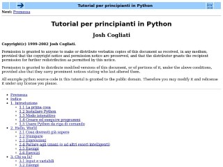 Screenshot sito: Tutorial per principianti in Python
