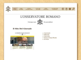 Screenshot sito: L'Osservatore Romano