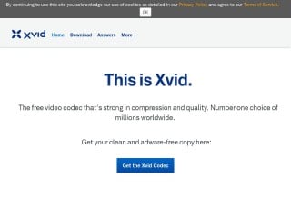 Screenshot sito: Xvid.org