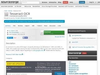 Screenshot sito: Tesseract Ocr