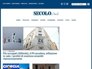 Screenshot sito: Secolo d'Italia
