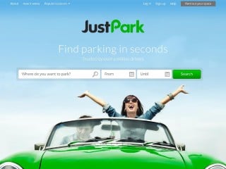 Screenshot sito: Justpark