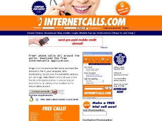 Screenshot sito: Internetcalls.com