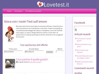 Screenshot sito: LoveTest.it