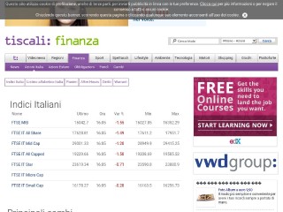 Screenshot sito: Tiscali Finanza