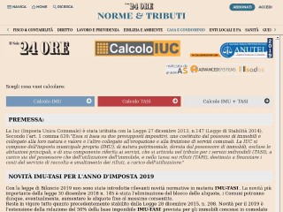Screenshot sito: Calcolo Imu Tasi