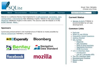 Screenshot sito: SQLite