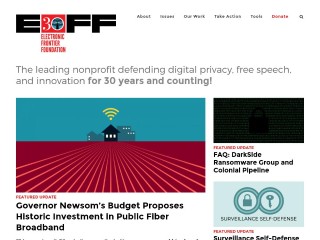 Screenshot sito: Electronic Frontier Foundation