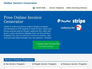Screenshot sito: Free Online Invoices Generator 