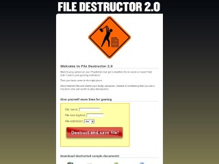 Screenshot sito: File Destructor 2.0