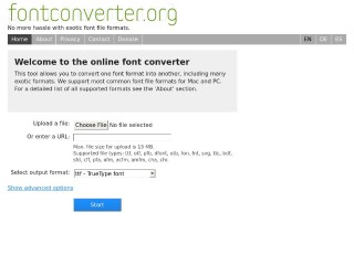 Screenshot sito: Fontconverter.org