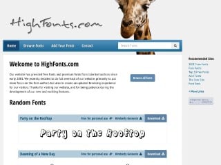 Screenshot sito: Highfonts.com