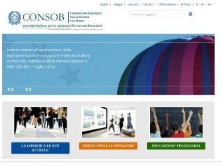 Screenshot sito: Consob.it
