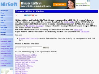 Screenshot sito: Nirsoft Utils Freeware