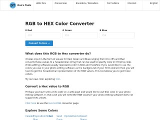 Screenshot sito: RGB to HEX