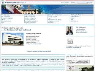 Screenshot sito: Ambasciata italiana in Libano