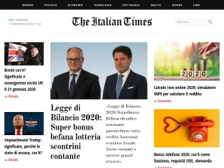 Screenshot sito: The Italian Times