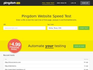 Screenshot sito: Pingdom Tools