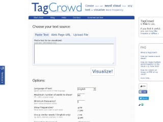 Screenshot sito: TagCrowd