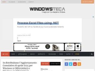 Screenshot sito: Windowsteca.net