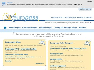 Screenshot sito: Europass