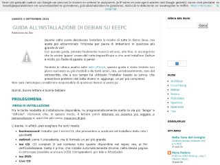 Screenshot sito: Guida installazione Debian su EEEPC