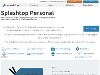 Screenshot sito: Splashtop
