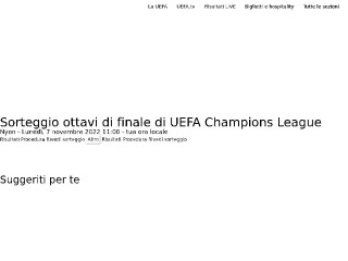 Screenshot sito: Sorteggio UEFA Champions League 